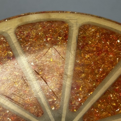 Vintage Orange Slice Trivet Wondermold Lucite With Crushed Glass 6.5” - Picture 13 of 21