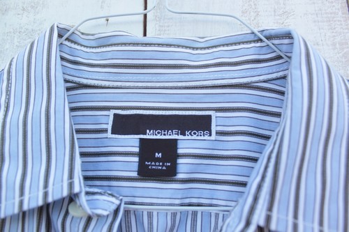 Michael Kors Men's Button Front Long Sleeves Shirt - M Blue Striped. - Picture 2 of 9