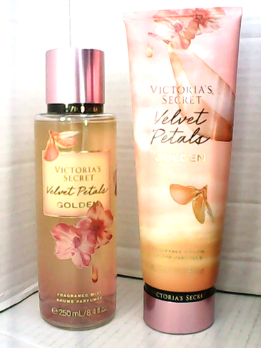 Victoria's Secret VS Velvet Petals Golden Fragrance Mist Spray & Bodylotion Set