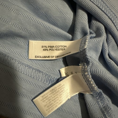 Cutter & Buck Performance Polo Shirt Men Large White Blue Dots Golf Pima Cotton - Picture 5 of 5