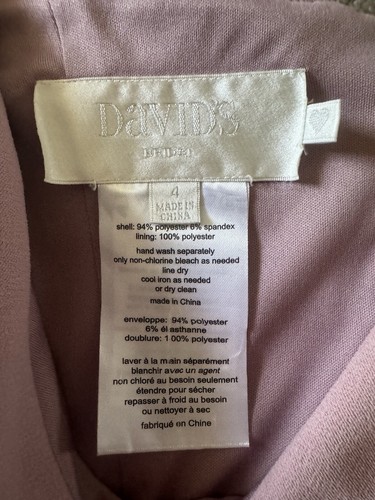 David’s Bridal festliches Kleid 4 dehnbare rosa Träger schulterfrei Hochzeit Abschlussball - Bild 8 von 9