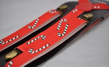 Red White Christmas Xmas Candy Canes Elastic Suspenders Braces For all ages
