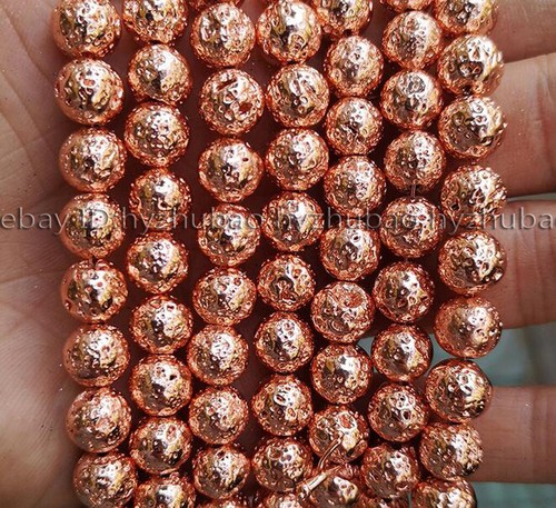 6-12mm Electroplate Volcanic Plated Rainbow Lava Rock Stone Round Loose Beads - Picture 10 of 34