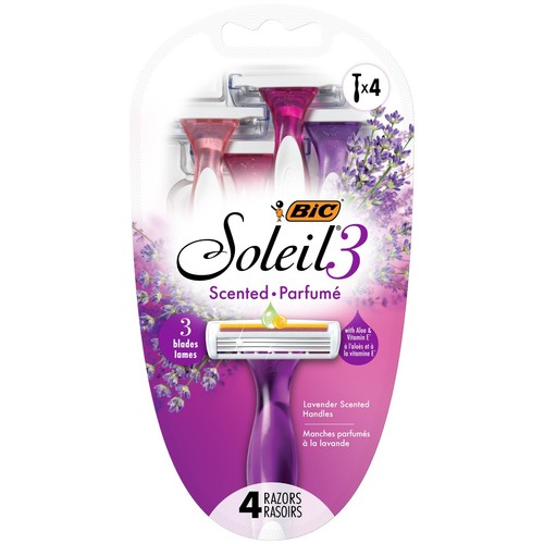 BIC Soleil Smooth Scented Women’s Disposable Razor, 3-Blade, 4 Count