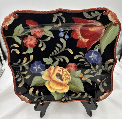 Certified International Black Tapestry 13" Square Platter by Pamela Gladding - Picture 2 of 6