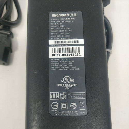 Original Microsoft A10-120N1A Xbox 360 S Slim Netzteil Schwarz Power Brick Kabel - Bild 3 von 4