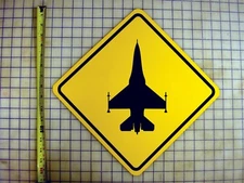 F16 FALCON JET YELLOW ALUMINUM SIGN