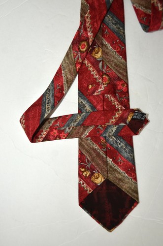 BULLOCK & JONES SF Silk Tie Striped W/Flowers Multi Color Made in France. - Picture 5 of 8