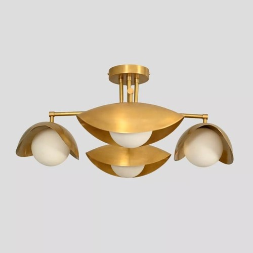 Flush mount Ceiling Light Mid Century Modern Italian Brass Orb Sputnik Pendant - Picture 2 of 8