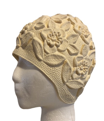 Vintage Aquapro Swim Cap Floral Rubber Swimming Ca