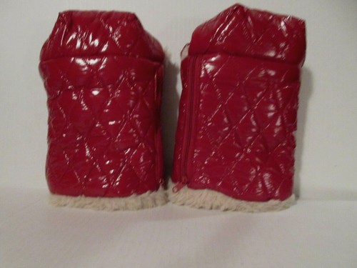 Red Quilted Carriage Stroller Hand Muffs Gloves Soft Warm with Zippered Pockets - Picture 1 of 11