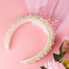 Bride Headband for Bachelorette - Bachelorette Outfit Party Veil for Bridal S...