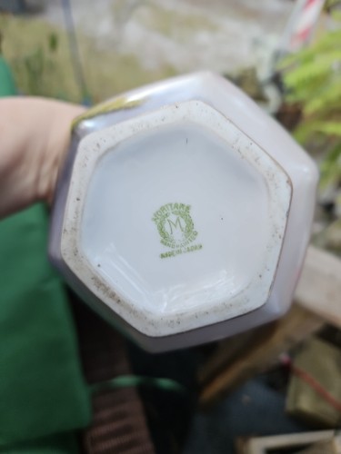 Nippon Noritake Morimura Hand Painted Vase HOUSE ON LAKE 6" Octagon LANDSCAPE - Picture 10 of 12