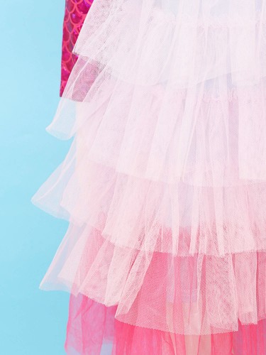 Mermaid Costume Kids Girls Metallic Dress Long Sleeve Fish Scale Print  - Picture 17 of 48