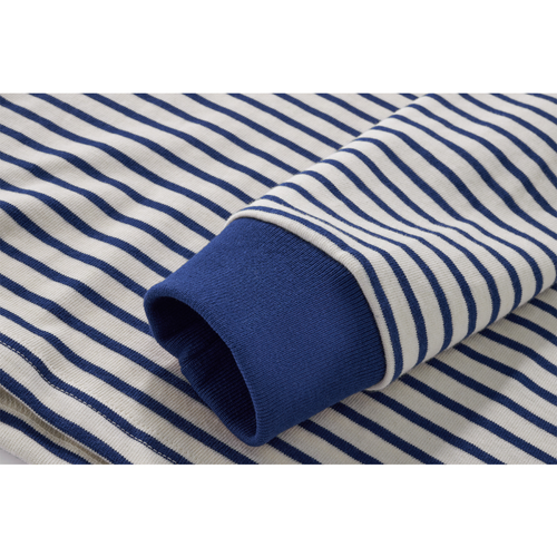 New hot Men's Classic Blue White Retro Striped Round Neck Short/long-Sleeved Top - Picture 21 of 26