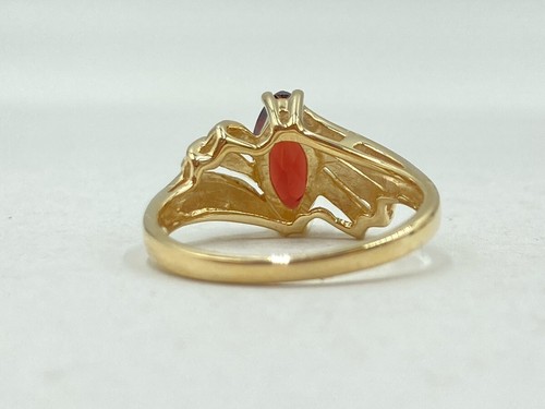 Anillo de piedra sintética granate almandino para dama oro amarillo 10K 2,7 g (EL1097071) - Imagen 4 de 7