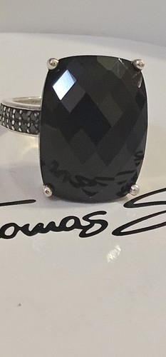 Stunning Thomas Sabo Silver Large Black Stone Multi Faceted Ring Gems On Shoulde - Picture 13 of 16