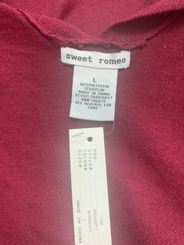 Sweet Romeo Size L Maroon Open Cardigan Sweater NWT - Picture 8 of 8