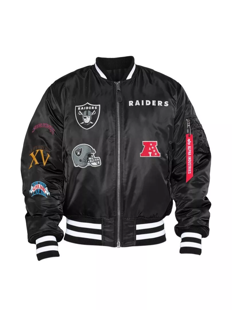 New Era Men's Las Vegas Raiders MA-1 Bomber Jacket in Black | Size M | 13118292