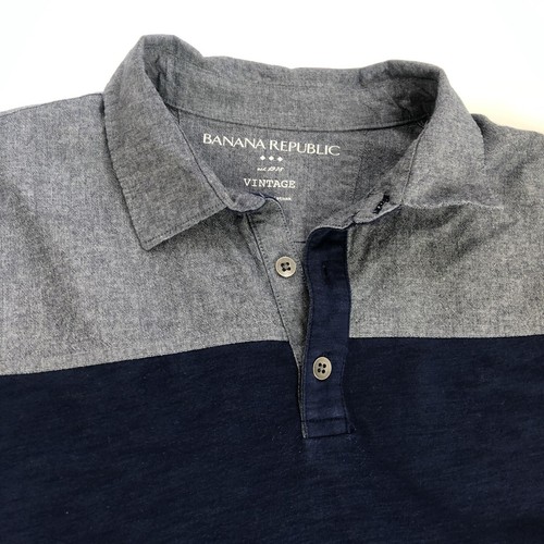 Camisa polo Banana Republic vintage para hombre grande azul manga corta 100 % algodón - Imagen 4 de 9
