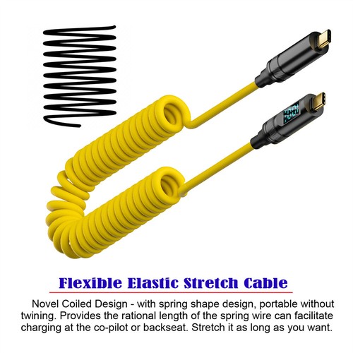 Pantalla LED Inteligente USB-C USB4 Cable En espiral Elástico 20Gbps 100W Disco Teléfono Tipo-C - Imagen 2 de 6
