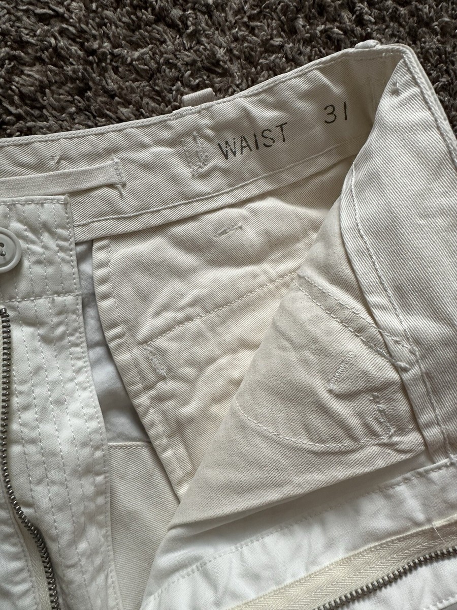 RRL Double RL White Classic Fit Cotton Military Cargo Shorts