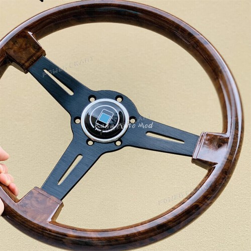 14inch JDM Wood Steering Wheel Unversal Karting Sport Wooden Steering Wheel - Foto 1 di 24