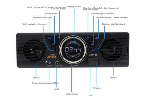 Bluetooth FM Car Cadio Stereo AV252B Single 1 Din MP3/ WMA USB TF 12V - Bild 5 von 13