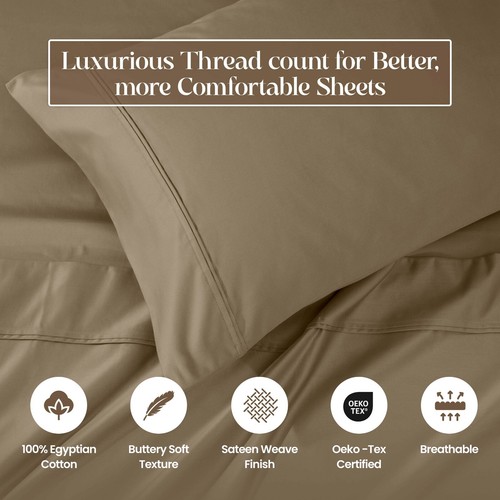 1200 Thread Count 100% Egyptian Cotton Solid 2 Piece Pillowcases Set - Picture 42 of 55
