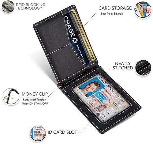 Men RFID Blocking Bifold Leather Wallet Slim Credit Card Holder MenS Money Clip - Picture 42 of 47