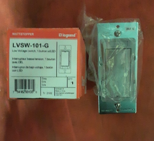 Wattstopper LVSW101G Low Voltage Switch 1 button w/LED grey for sale