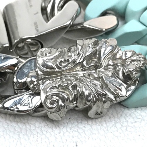 LOUIS VUITTON MP2630 Bracelet LV Sculpture Chain Bracelet Pastel Green/Silver - Picture 3 of 10
