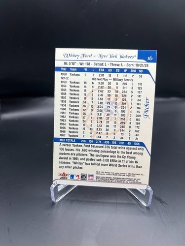 Whitey Ford 2003 Flair Greats#16 New York Yankees Baseball Card - Picture 2 of 2