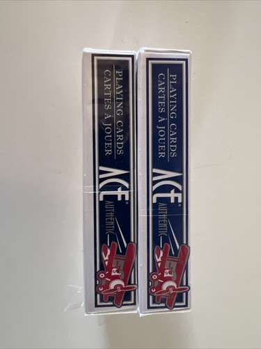 2 Ace Authentic Bi-wing Plane Standard & Giant Playing Cards Cartamundi USA - Picture 3 of 5