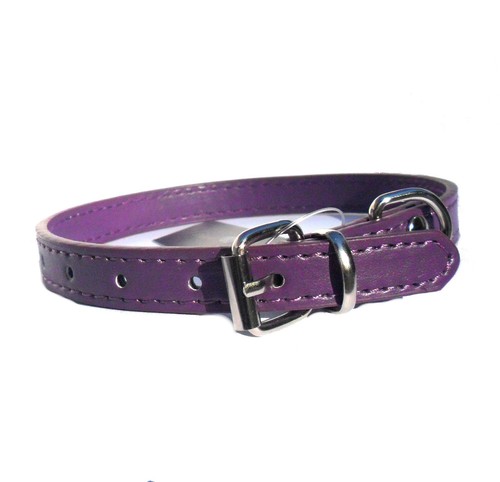 Plain DOG PUPPY COLLARS 8-19" Pink Blue Purple Vegan-Leather Designer New w/tags - Picture 30 of 37