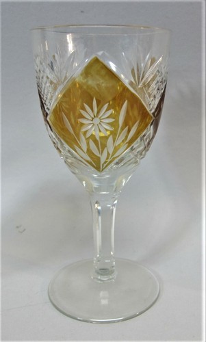 FINE BOHEMIAN CUT CRYSTAL GLASS STEMWARE SET  c. 1930  antique art glass - Picture 5 of 10