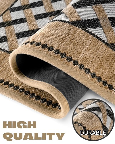 32"x20" Plaid Brown Non Slip Kitchen Floor Mat Machine Washable Buffalo Rugs - Picture 4 of 9