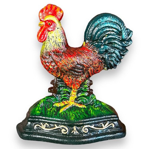 Rooster 7" Door Stop Cast Iron With Antique Finish - Picture 1 of 7