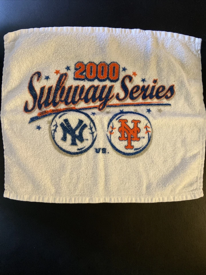 Toalla de felpa de béisbol MLB 2000 de los Yankees Mets Subway Series 17x13  Foto 3 de 3