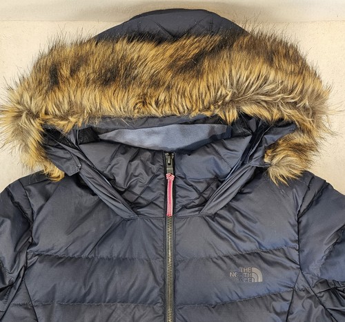 The North Face Women's Arctic Down Puffer Jacket Blue Faux Fur Hood Size Large - Picture 3 of 10
