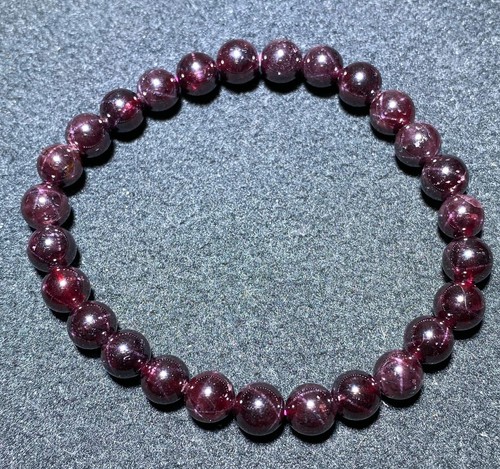 7,3 mm Natürliches Rot Starlight Granat Kristall Perlen Armband AAAA C1153 - Bild 2 von 11