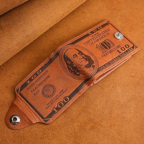 $100 Dollar Printed Men's Wallet PU Leather Bill Money Bifold Card Holder Purse - Picture 6 of 7