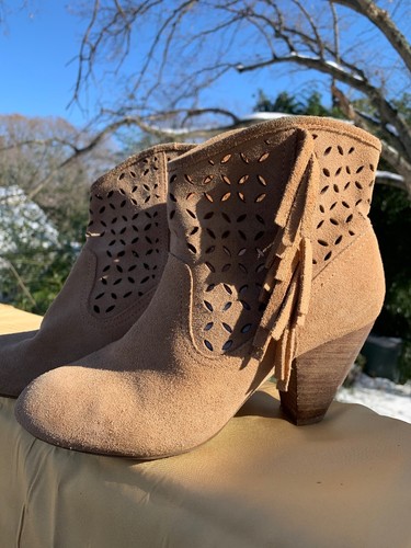 JESSICA SIMPSON Perforated Fringe High Heel Cowboy Boot Women Shoes Sz 6 6.5👣b7 - Picture 5 of 10