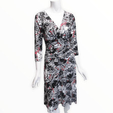 Nine West 3/4 Short Sleeve Floral Bodycon Dress  Black White & Orange Boss offic