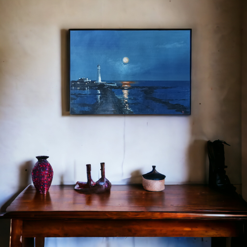 St Mary's Nightfall, peinture le plus cher acrylique originale d'Alan Harris, non encadrée, art