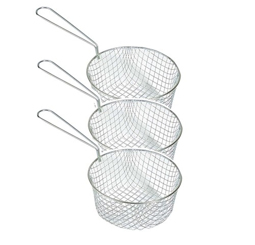 Cesta de malla de alambre sartén para freír astillas freidora redonda de metal colador cubo papas fritas sartén - Imagen 2 de 7