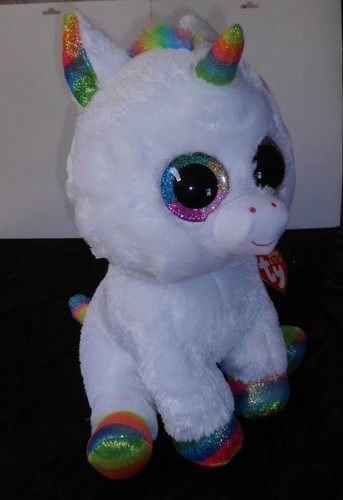 "TY BEANIE BOOS 17" JUMBO PIXY UNICORNIO, CUERNO ARCO IRIDISCENTE, 2018, ¡NUEVO CON ETIQUETAS! - Imagen 2 de 12