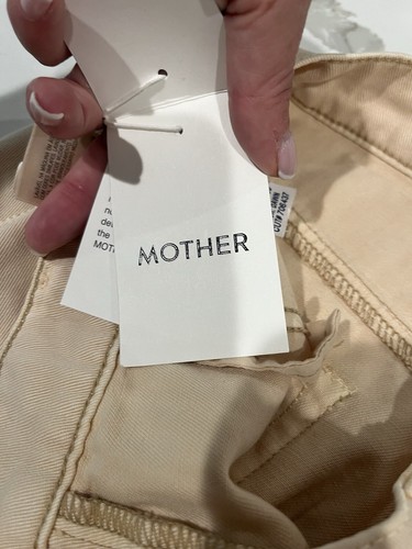 Jeans Mother Beige The Pixie Swooner Roller Flood Dawn taglia 25 nuovi con etichette - Foto 15 di 15