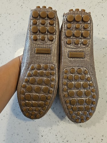 Coach Snakeskin Print Leather Loafers Size 7.5 Silver Gray - Picture 8 of 11