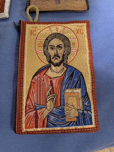 13 Pack Of Jesus Gold Rosary Pouch 2 Sided Zippered Icon Cloth Case Coin Bag - Picture 3 of 12